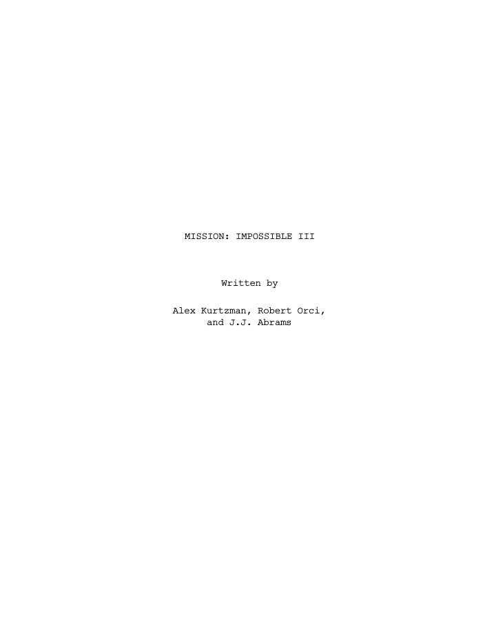 Mission: Impossible III screenplay first page