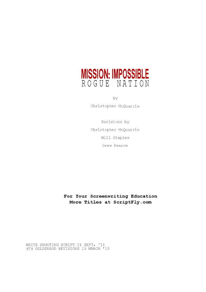 MIssion: Impossible - Rogue Nation screenplay first page