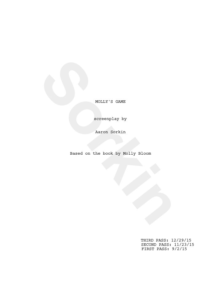 Molly's Game screenplay first page