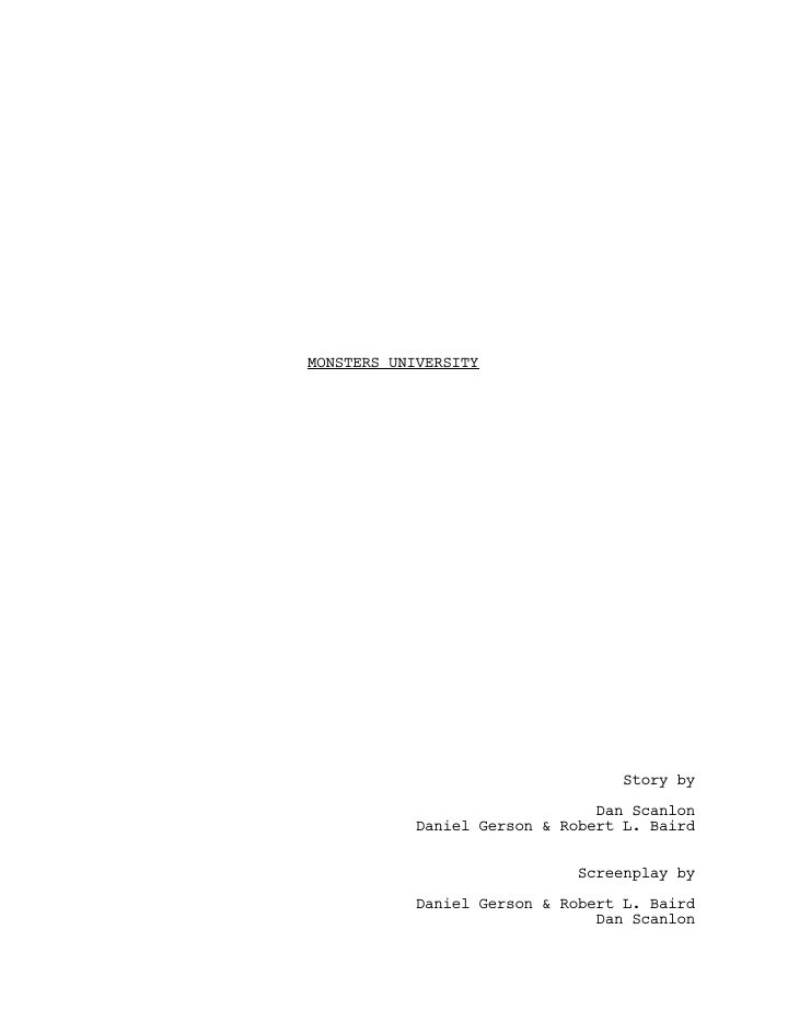 Monsters University screenplay first page