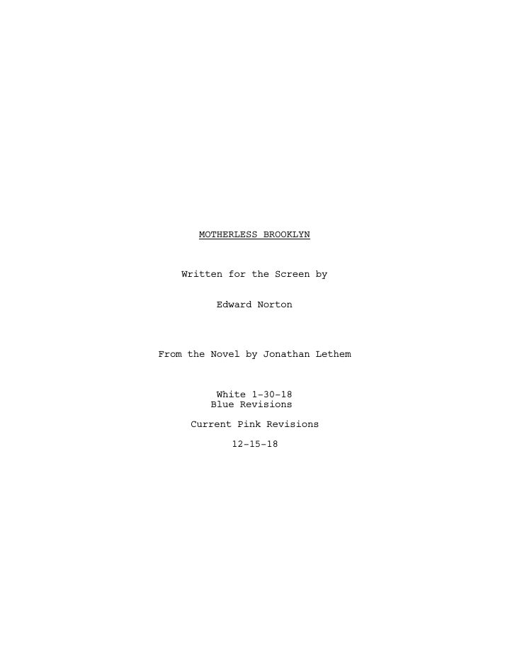 Motherless Brooklyn screenplay first page
