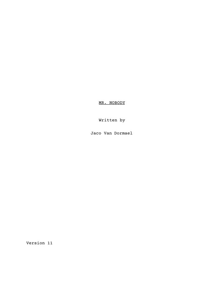 Mr. Nobody screenplay first page