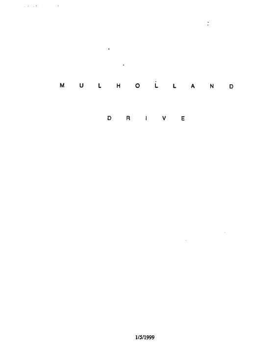 Mulholland Drive screenplay first page
