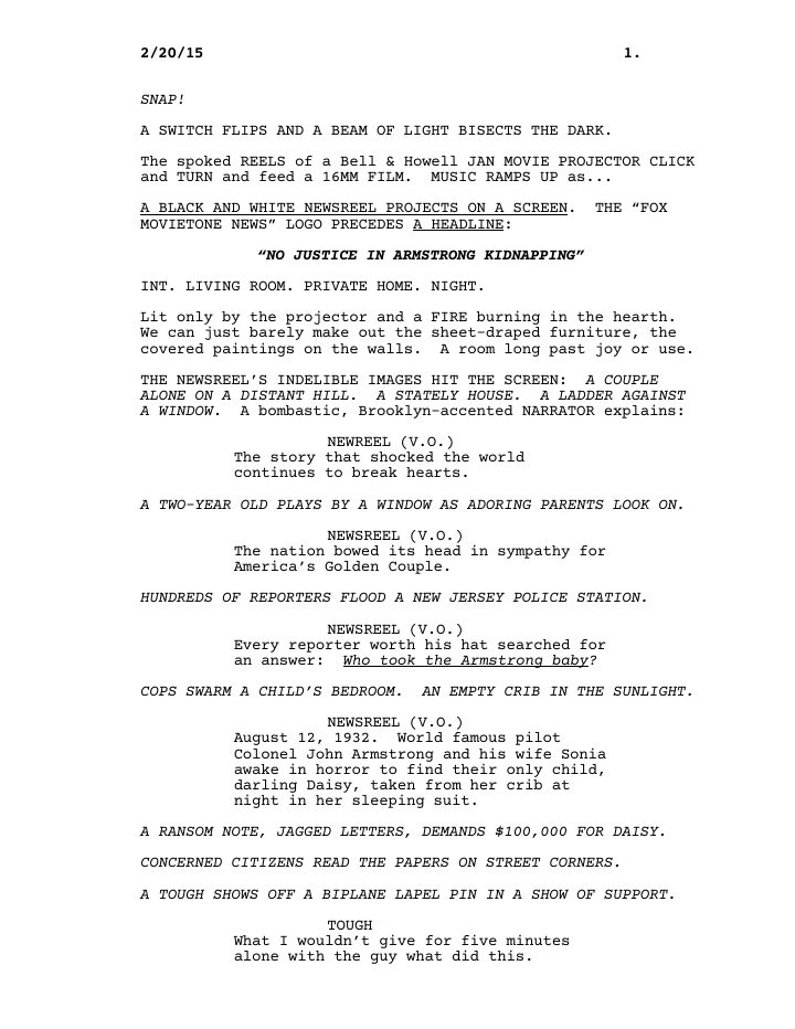 Murder on the Orient Express screenplay first page