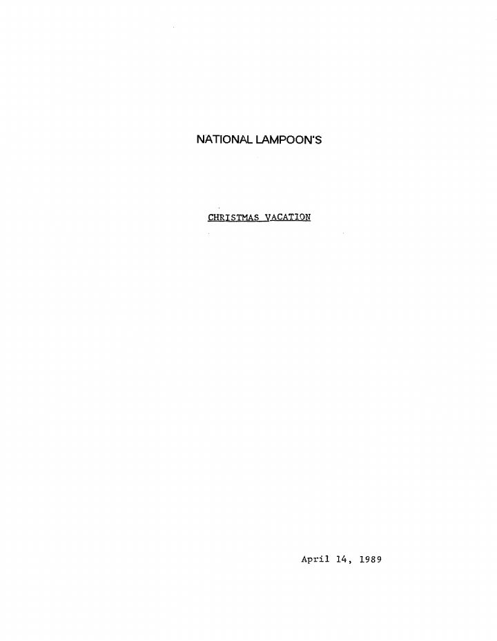 National Lampoon's Christmas Vacation screenplay first page