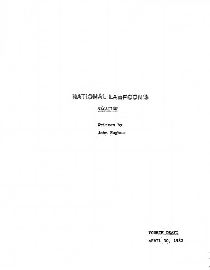 National Lampoon's Vacation screenplay first page