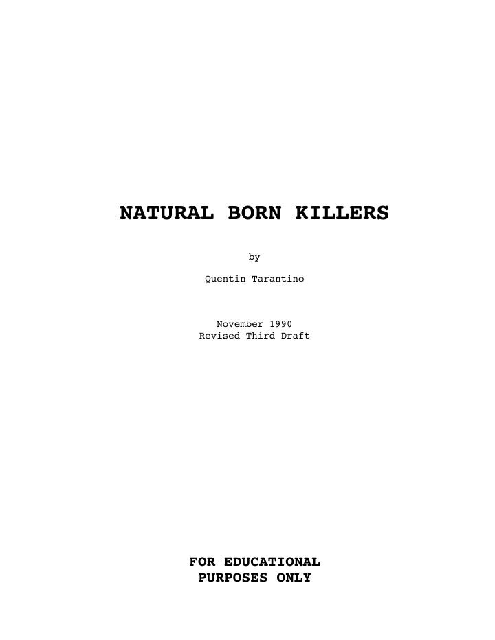 Natural Born Killers screenplay first page