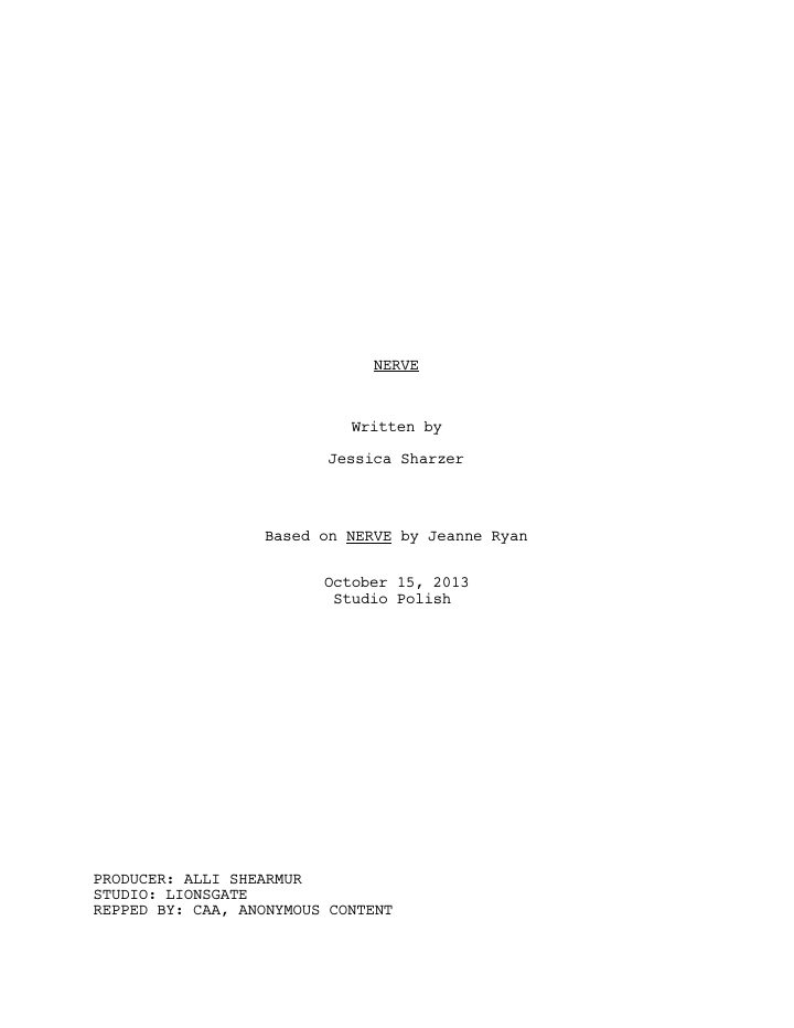 Nerve screenplay first page