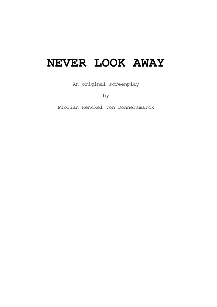 Never Look Away screenplay first page