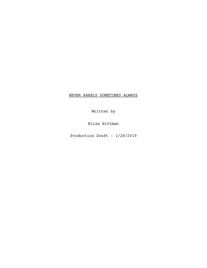 Never Rarely Sometimes Always screenplay first page