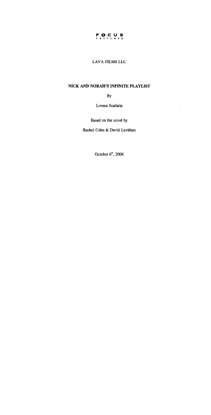 Nick and Norah's Infinite Playlist screenplay first page