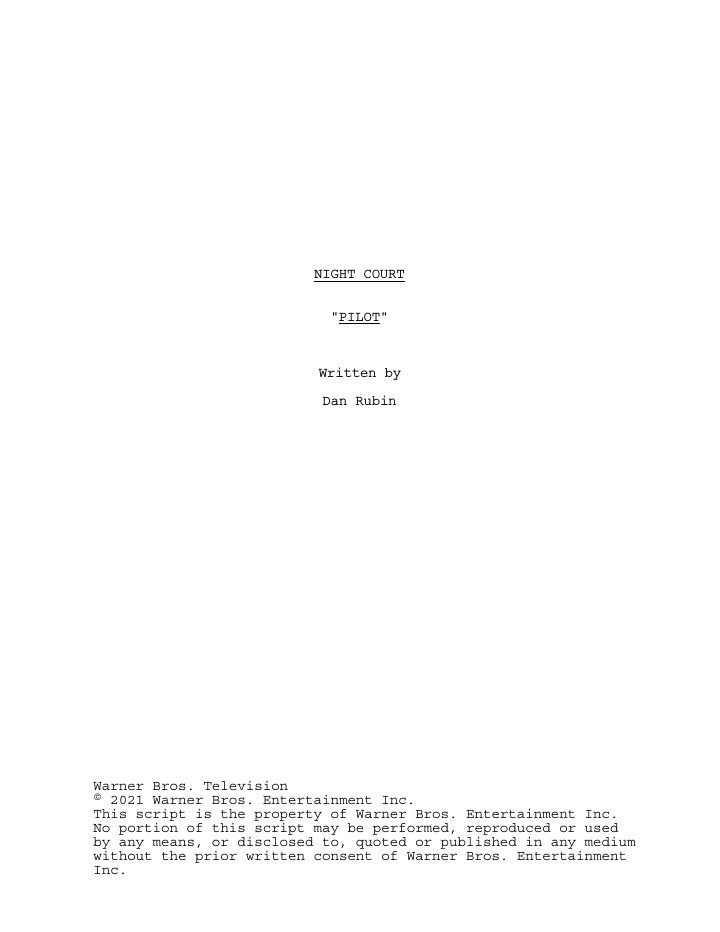 Night Court: 101: Pilot screenplay first page