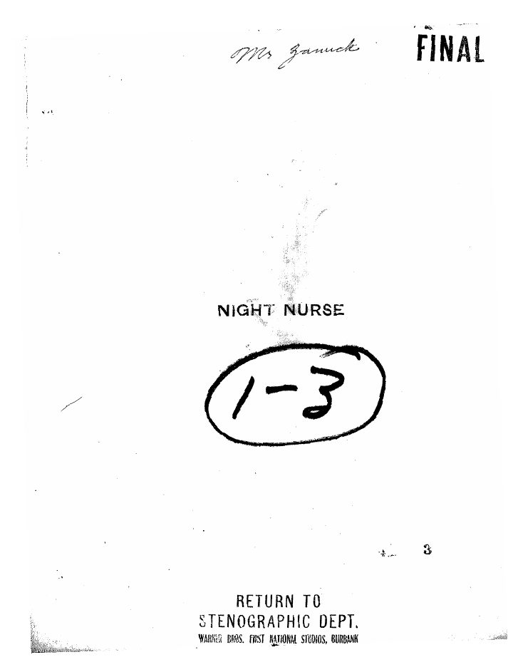 Night Nurse screenplay first page