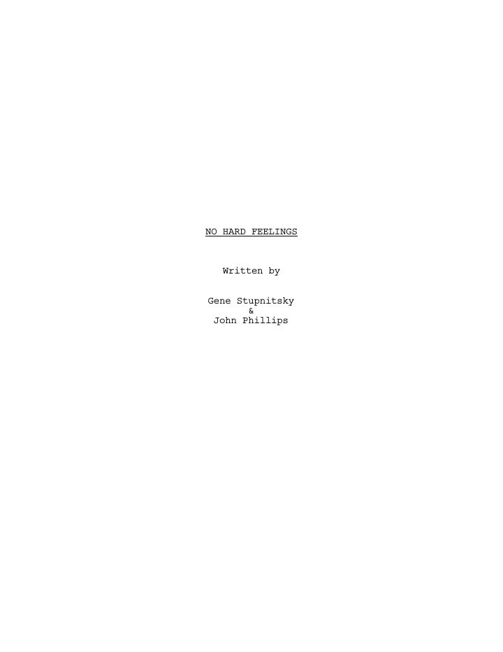 No Hard Feelings screenplay first page