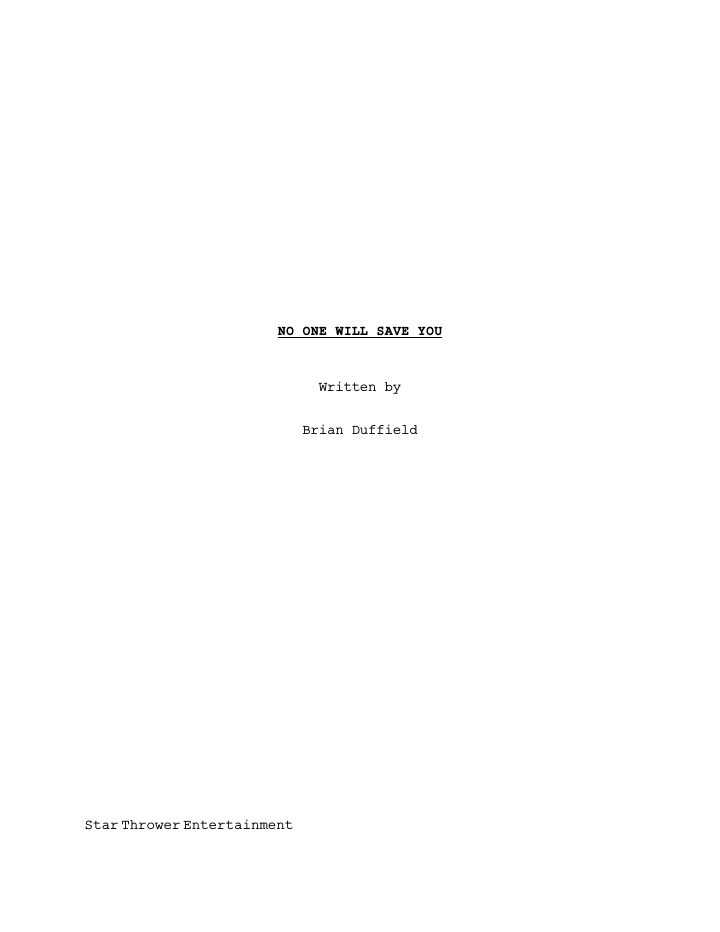 No One Will Save You screenplay first page