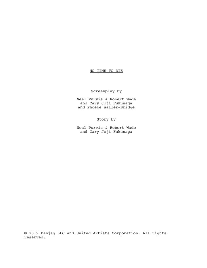No Time to Die screenplay first page