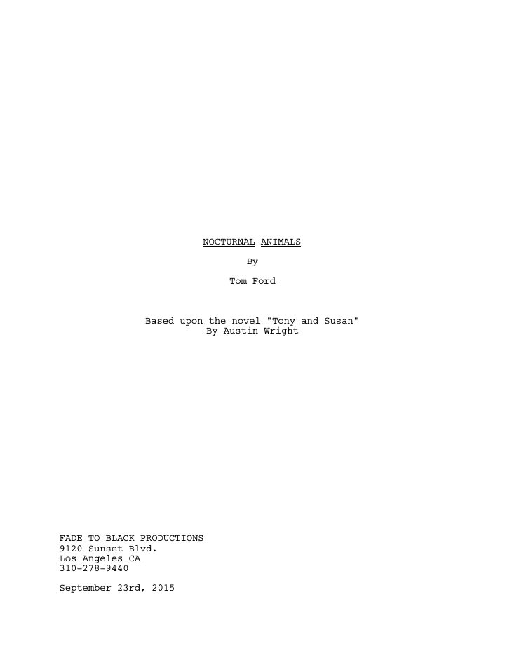 Nocturnal Animals screenplay first page