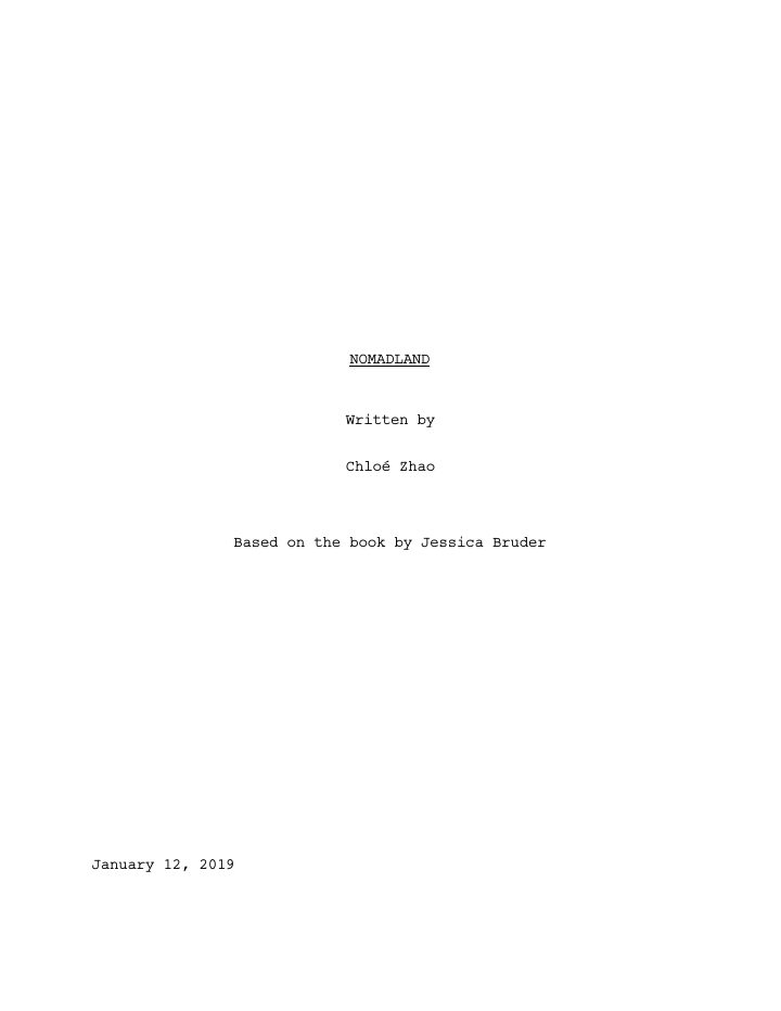 Nomadland screenplay first page