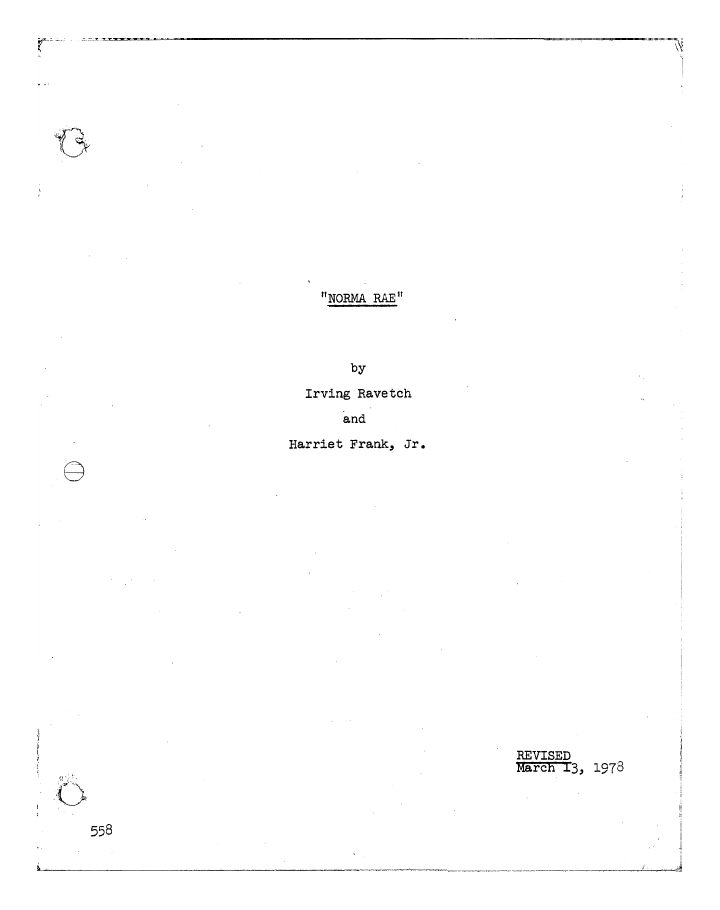 Norma Rae screenplay first page