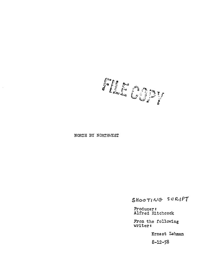 North by Northwest screenplay first page