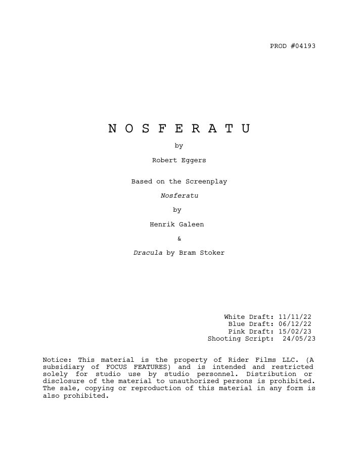 Nosferatu screenplay first page