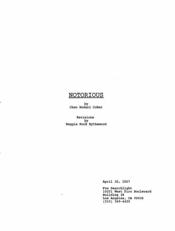 Notorious screenplay first page