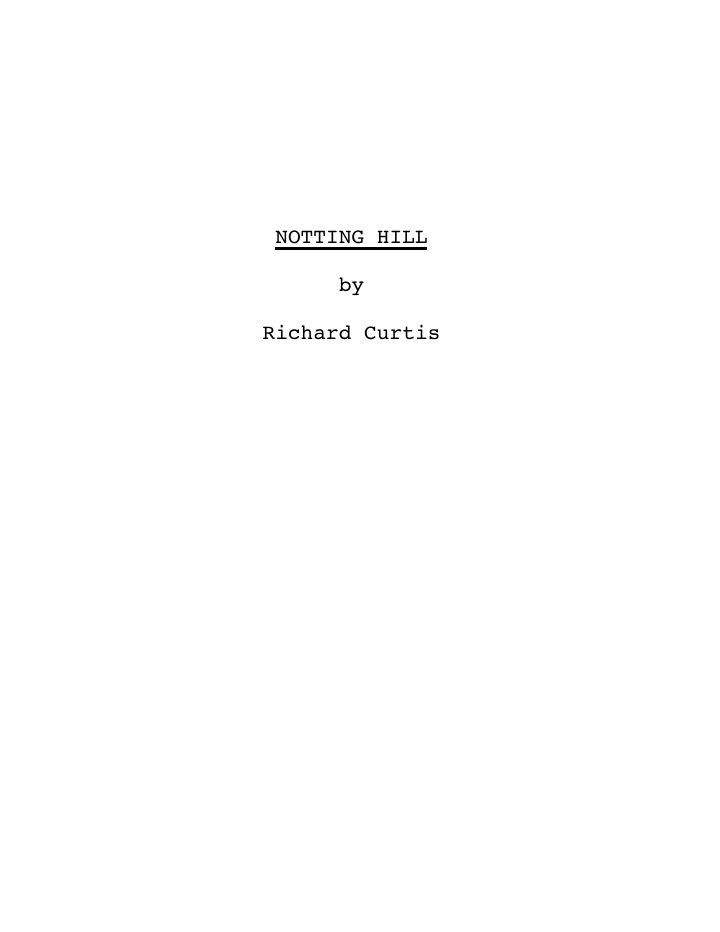 Notting Hill screenplay first page