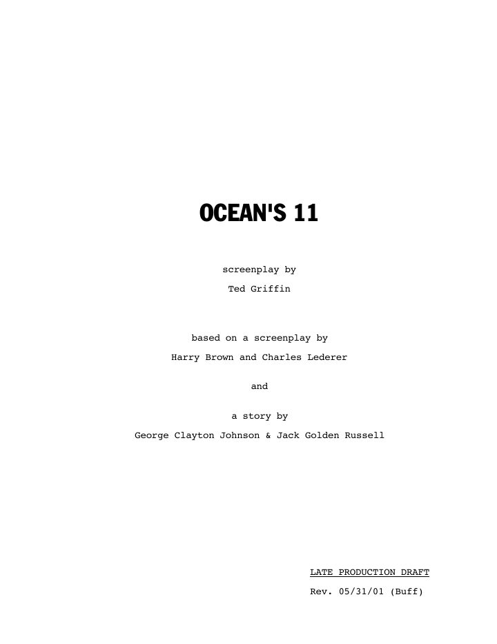 Ocean's Eleven screenplay first page