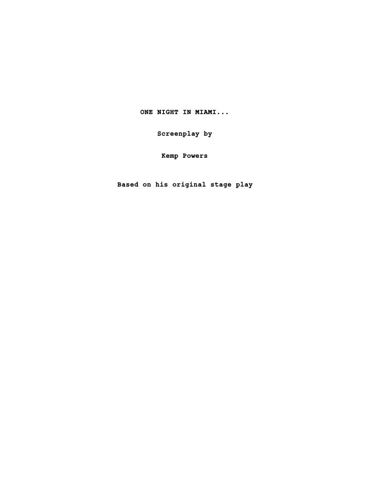 One Night in Miami screenplay first page