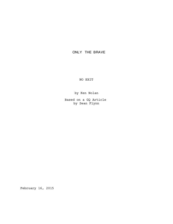 Only the Brave screenplay first page