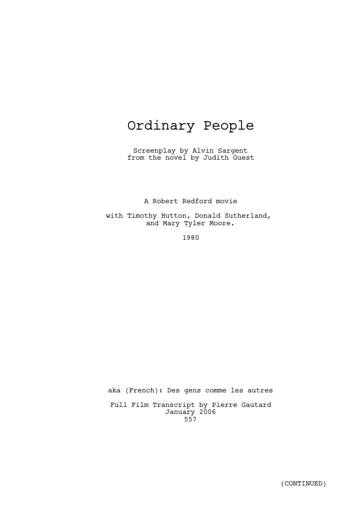 Ordinary People screenplay first page