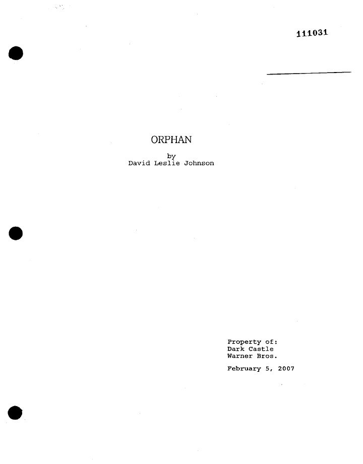 Orphan screenplay first page