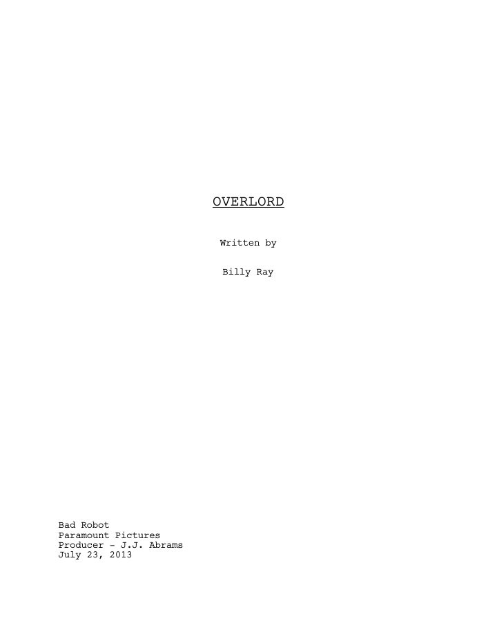 Overlord screenplay first page