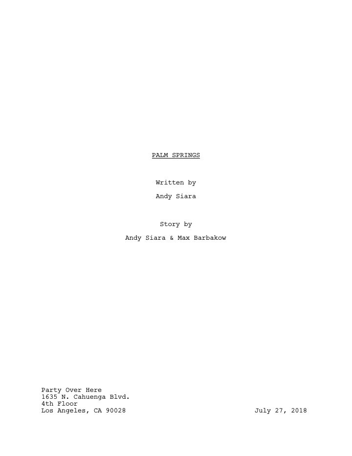 Palm Springs screenplay first page