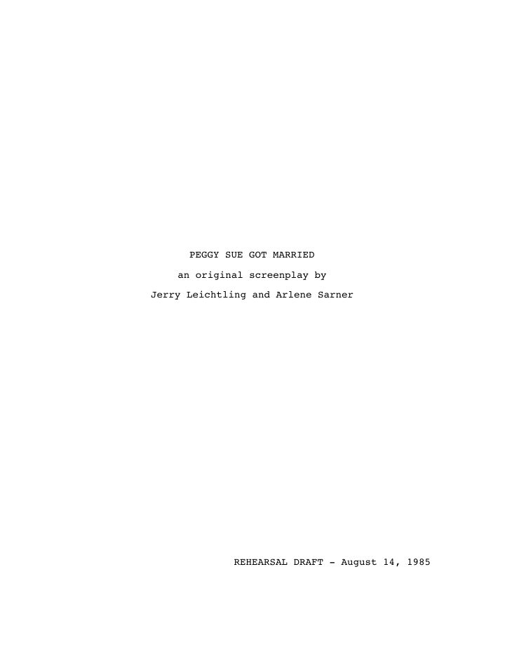 Peggy Sue Got Married screenplay first page