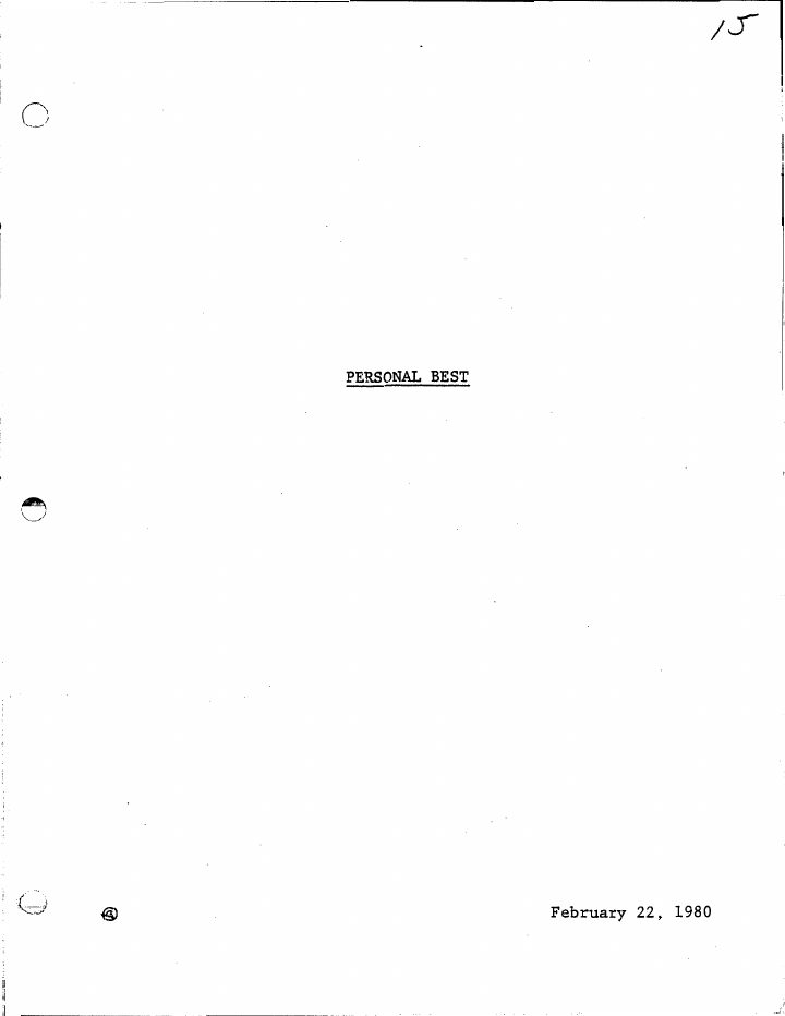 Personal Best screenplay first page