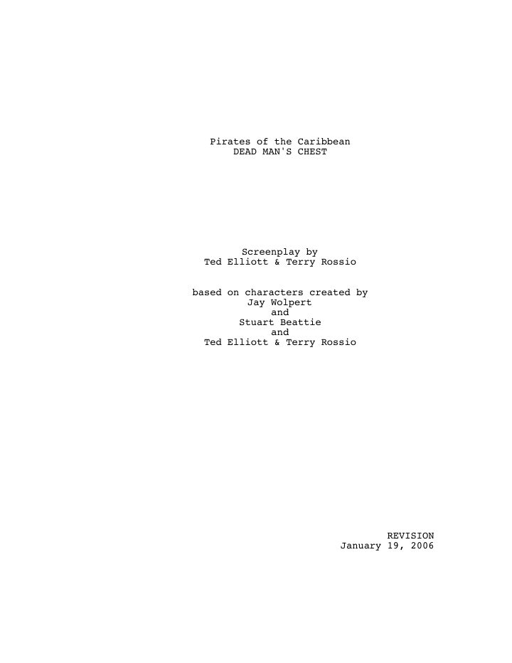 Pirates of the Caribbean: Dead Man's Chest screenplay first page