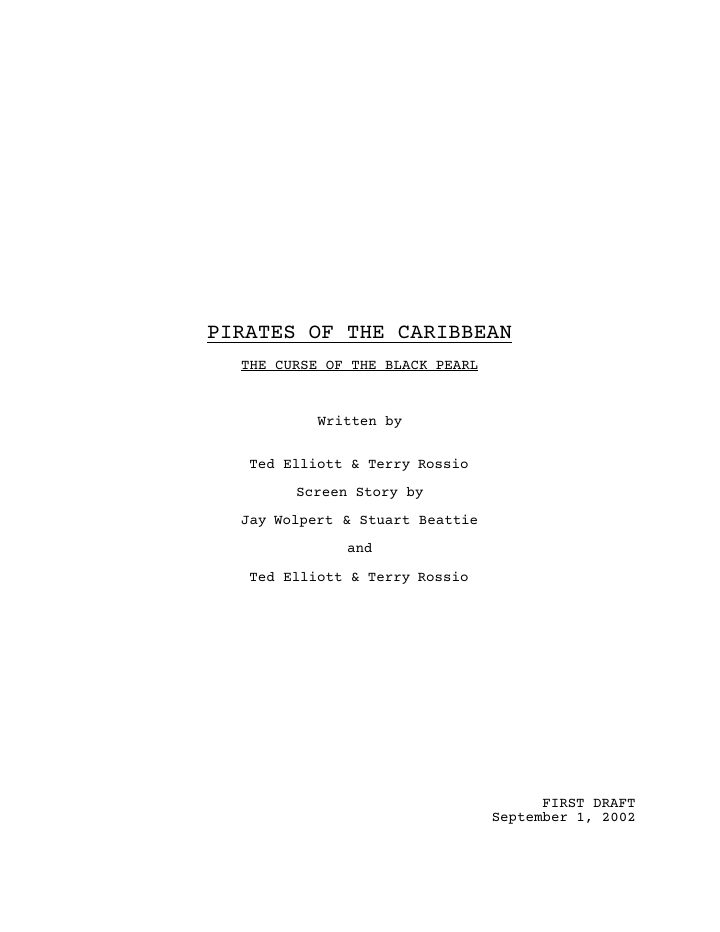 Pirates of the Caribbean: The Curse of the Black Pearl screenplay first page