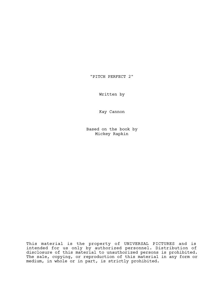 Pitch Perfect 2 screenplay first page