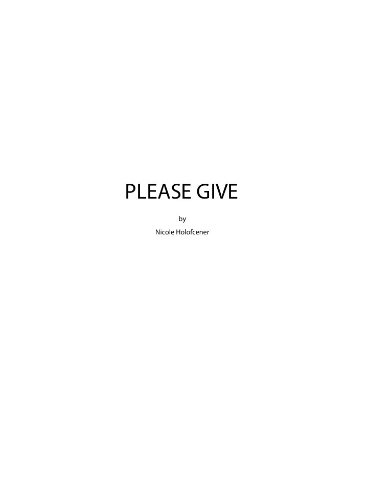 Please Give screenplay first page