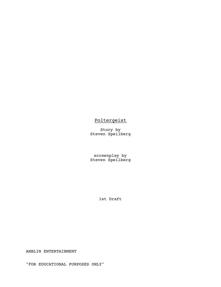 Poltergeist screenplay first page