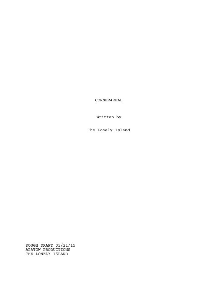 Popstar: Never Stop Never Stopping screenplay first page