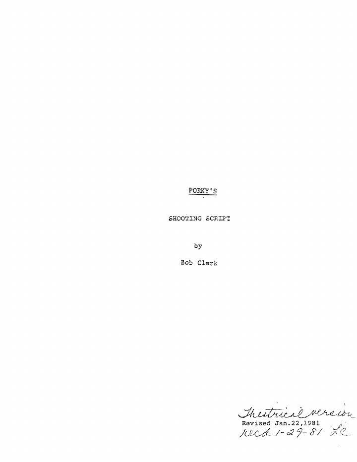 Porky's screenplay first page
