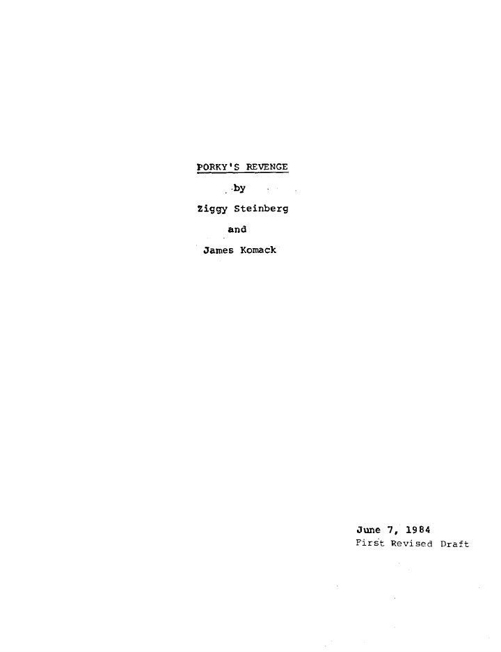 Porky's Revenge screenplay first page