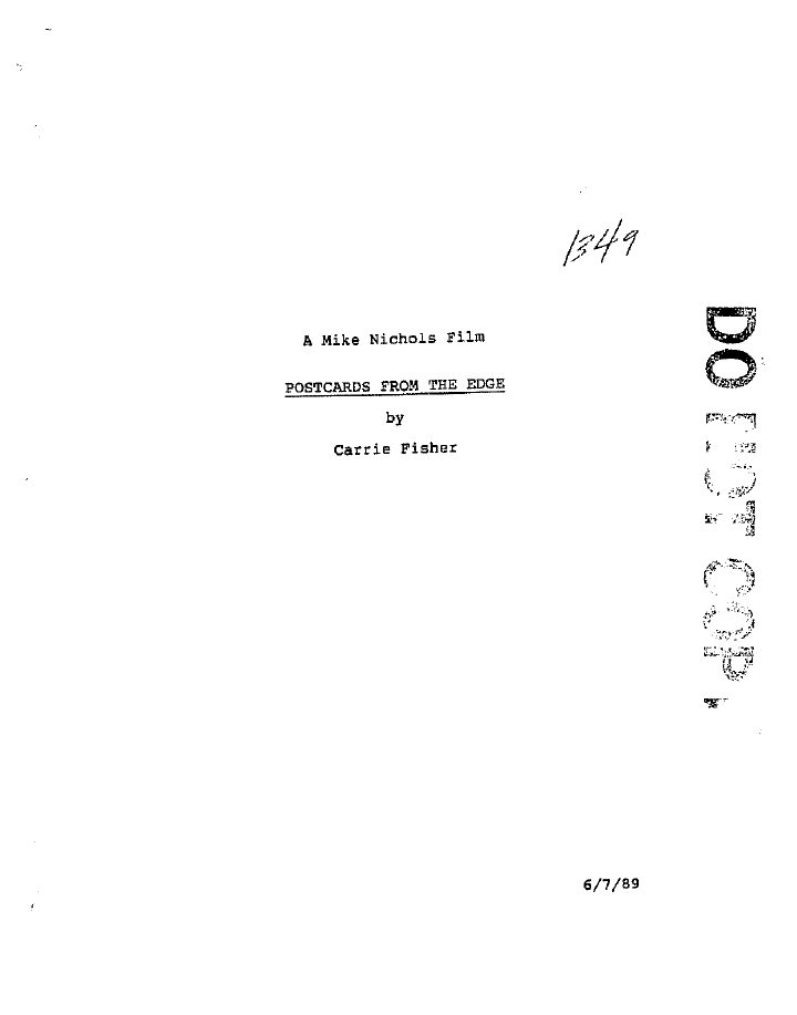 Postcards from the Edge screenplay first page