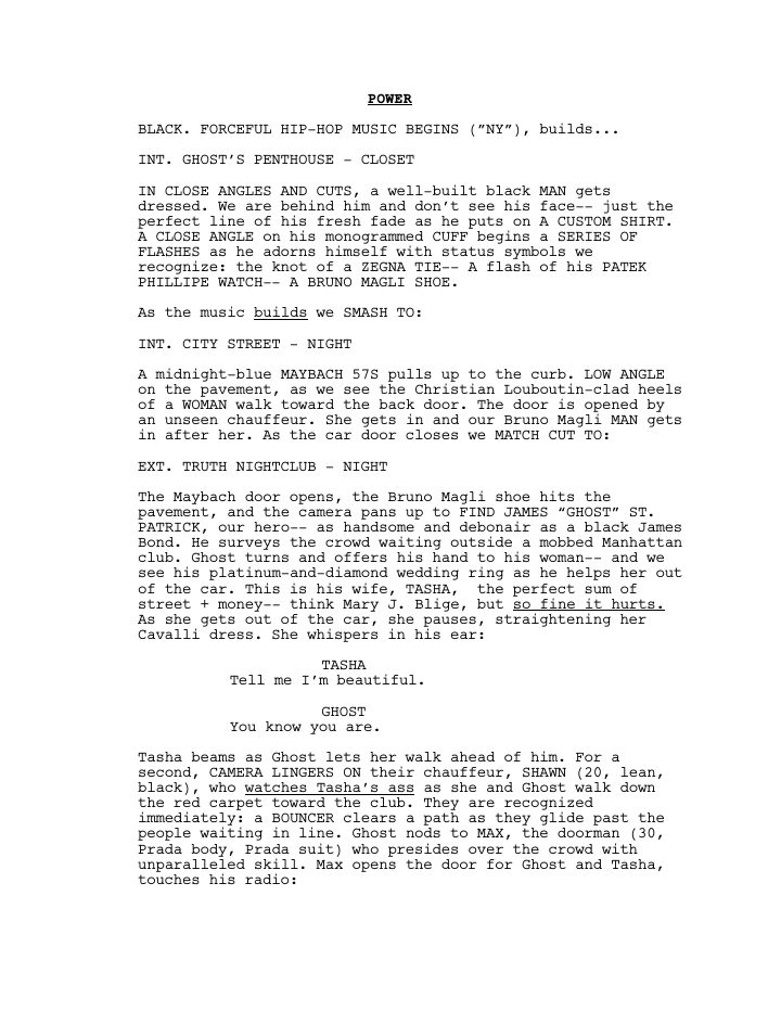 Power: 101: Not Exactly How We Planned screenplay first page