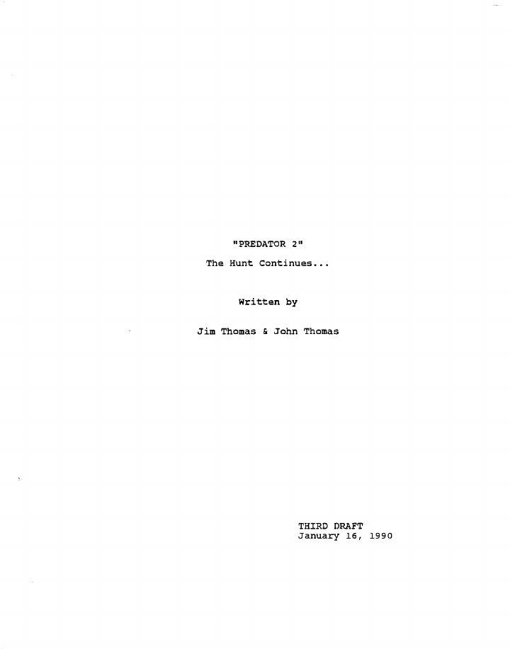 Predator 2 screenplay first page