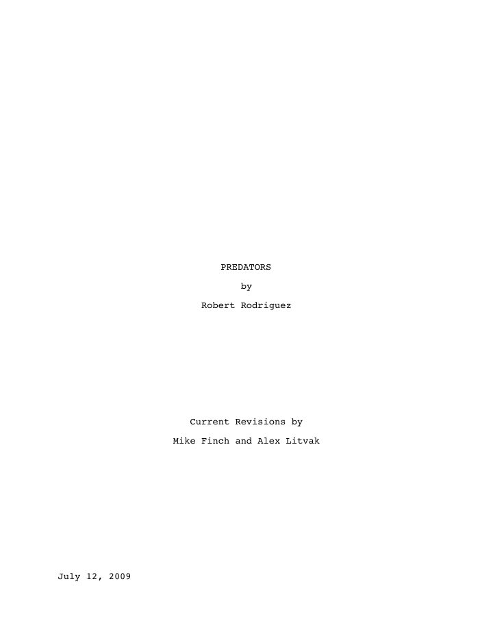 Predators screenplay first page