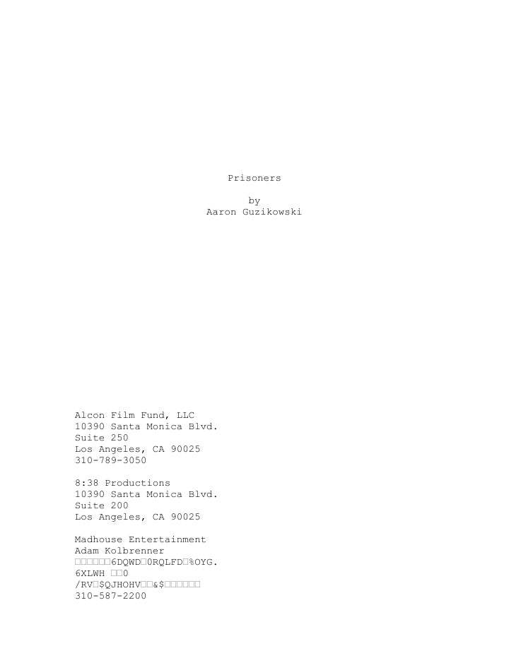 Prisoners screenplay first page