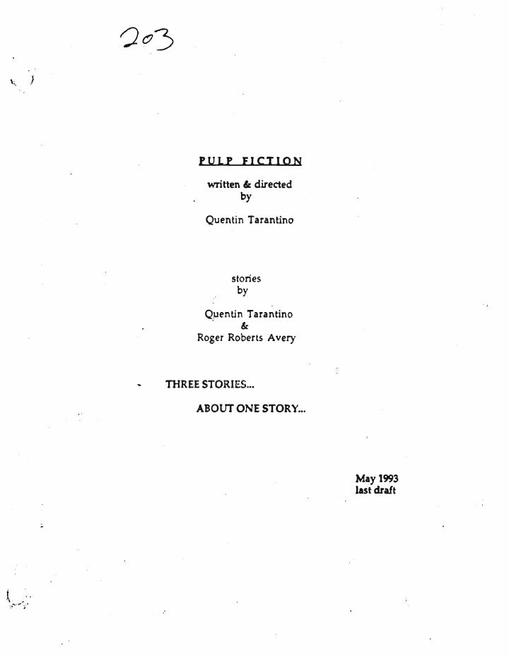 Pulp Fiction (1994) screenplay PDF first page